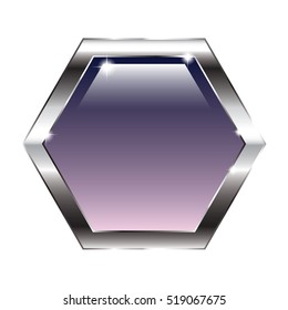 Abstract purple hexagon background in a silver frame. Vector illustration, on transparent background.