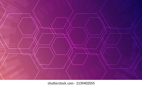 Abstract purple and hexagon background, Technology background concept with copy space, vector.