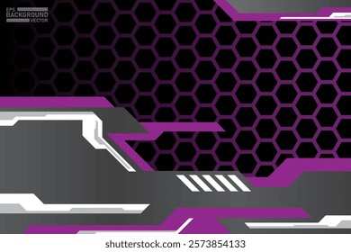 Abstract purple Hexagon Tech Background
