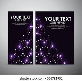 Abstract purple hexagons. Graphics resources design template or roll up. 