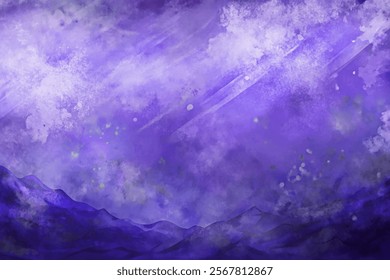 Abstract purple landscape, dreamy watercolor style, soft textures, atmospheric background, artistic design, serene ambiance.