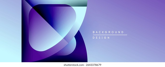 Abstract purple layers create dynamic visual effect. Gradient shades blend, forming modern background design. Minimalist aesthetic, clean lines.