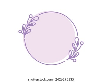 Diseño plano abstracto de la forma del marco de la hoja púrpura sobre un fondo blanco