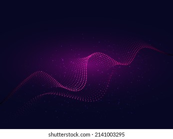 Abstract Purple Light Effect Background With Pink Dotted Wave Movement.