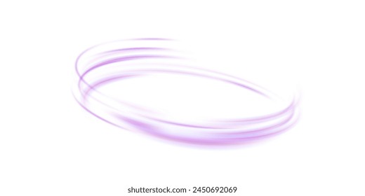 Abstract purple light effect on white background. Dynamic purple lines with glow effect. Rotating light effect for gaming and advertising design.