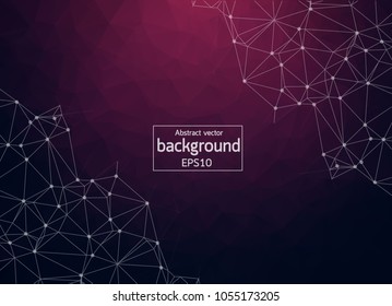 Abstraktes violettes, geometrisches polygonales Hintergrundmolekül und Kommunikation. Verbundene Linien mit Punkten. Konzept der Wissenschaft, Chemie, Biologie, Medizin, Technologie.