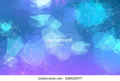 Abstract Purple Light Geometric Polygonal background molecule and communication. Connected lines with dots. Concept of the science, chemistry, biology, medicine, technology.