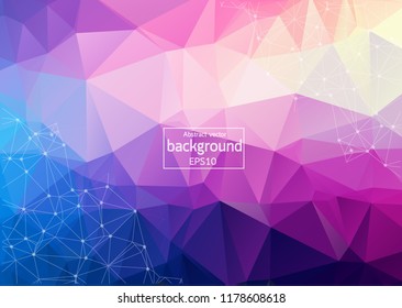 Abstract Purple Light Geometric Polygonal background molecule and communication. Connected lines with dots. Concept of the science, chemistry, biology, medicine, technology.