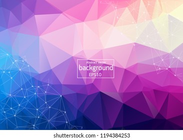 Abstract Purple Light Geometric Polygonal background molecule and communication. Connected lines with dots. Concept of the science, chemistry, biology, medicine, technology.