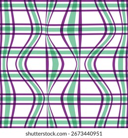 Abstrakte violette und hellgrüne Farbe chaqe Plade Welle verzerrt nahtlose Muster für Tischbekleidung, Textil-Stoff und Hintergrund verwendet.