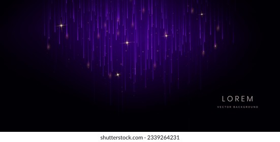 Abstract purple light lines on black background with lighting effect. Vector illustration