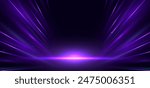 Abstract purple light rays on black background with lighting effect and bokeh. Vector illustration