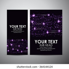 Abstract purple lights technology brochure business design template or roll up. Vector illustration.