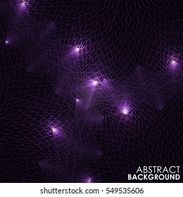 Abstract purple lights wave pattern technology background.