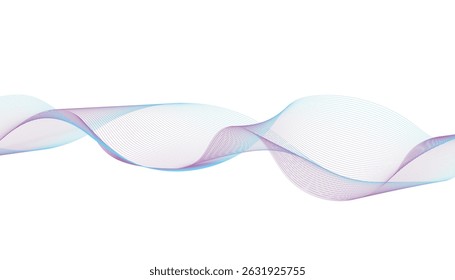 Abstract purple line design. Flowing vector wave.	