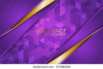 Abstract purple and line gold background with overlap layer