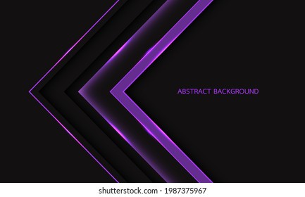 Abstract purple line light arrow direction geometric on dark grey with blank space design modern luxury futuristic technology background vector illustration.