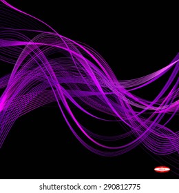 abstract purple line pink wave violet band isolated on black background. vector illustration