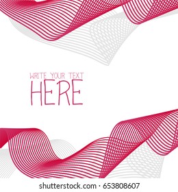 Abstract purple line template on white background. Vector curve colored illustrations. Futuristic creative cover backdrop confetti, garland. Graphic frame modern design. Business texture text banner.