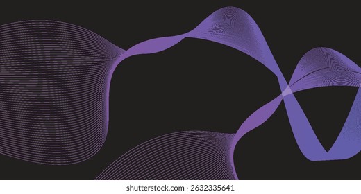 Abstract purple line waves dynamically flow on a dark background, depicting motion and energy