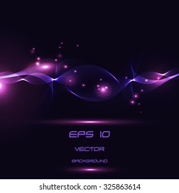 Abstract purple  lines background and neon light, vector