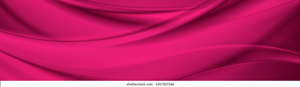 Abstract Purple Liquid Flowing Elegant Waves Banner Design. Smooth Silk Wavy Header Background. Vector Illustration