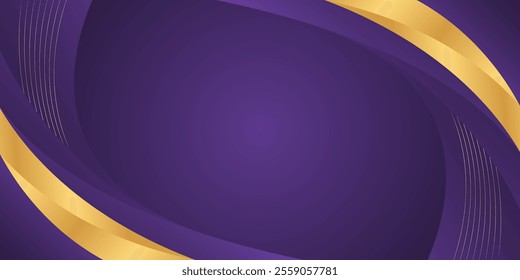 Abstract purple luxury curved background with gold lines. Elegant modern wallpapers. Suitable for templates, banners, cards, sales, ads, events, awards, web and pages