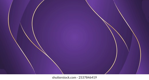 Fundo de onda de luxo roxo abstrato com linhas de ouro. Papéis de parede modernos elegantes. Adequado para modelos, banners, cartões, vendas, anúncios, eventos, prêmios, web e páginas