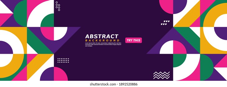Abstrakter violetter, moderner Hintergrund mit verschiedenen geometrischen Formen. Für Background, Wallpaper, Banner, Poster, Broschüre, Karte, Web, Präsentation verwendbar.
