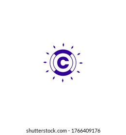 abstract purple modern circle C logotype creative design concept