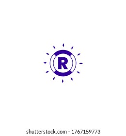 abstract purple modern circle R logotype creative design concept