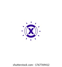 concepto de diseño creativo del logotipo X de círculo moderno púrpura abstracto
