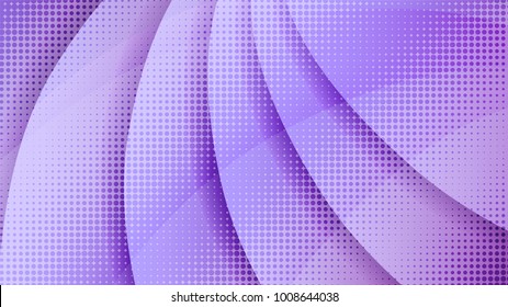 Abstract purple modern technology background with halftone effect. Trendy violet gradient rounded shapes with shadows texture for software design, web, apps wallpaper