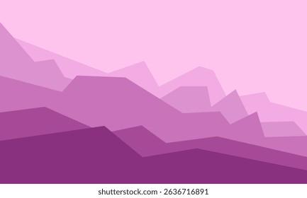 Abstract Purple Mountain Range Landscape Geometric Design Art