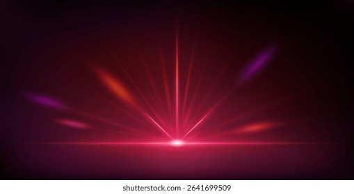 Abstract Purple Neon Background with Bright Ray Halo in Retro Wave Style. Vector clip art for your night party design.