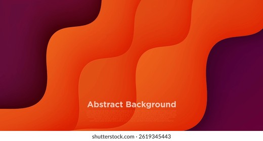 Fundo abstrato de onda de papel roxo e laranja. Projeto de padrão de onda de fluido realista. Vetor Eps10