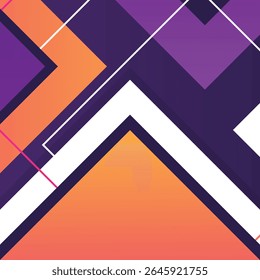 Abstract purple and orange triangle arrow concept 3D background. Overlap shapes geometric pattern. Background square shapes gradient orange and purple color modern. Eps10 