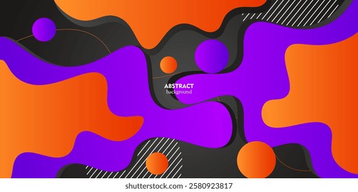 Abstract purple and orange wave design background, colored geometric art. Creative banner design with wave shape for template. Cool and modern banner. Vector Eps10