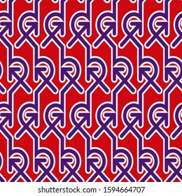 Abstract purple ornate lattice with a white stroke on a red background. art seamless pattern. vector
