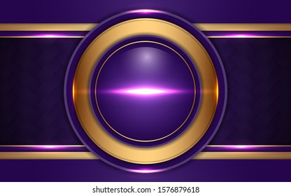 Abstract purple overlapping layers background a combination with circle golden texture line decoration. Luxury and premium concept vector design template for element modern cover, banner, card