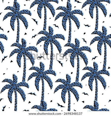 Abstract Purple Palm Tree Digital Paper with Lightning Bolts and Birds