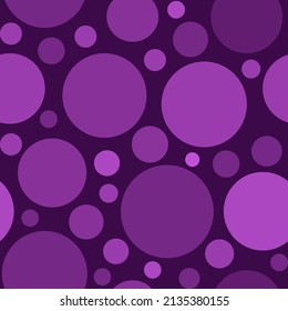 Abstract purple pantone vector seamless pattern, circle round shape shiny sphere backdrop, modern glitter beautiful wallpaper, fabric print template. Vector dot bubble wrapping paper illustration.