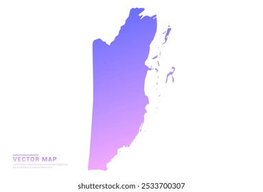 Abstract purple and pink gradient of Belize map on white background vector.