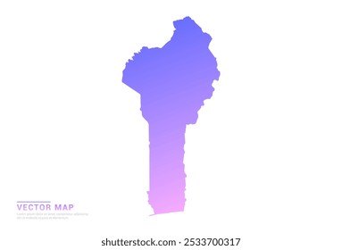 Gradiente roxo e rosa abstrato do mapa de Benin no vetor de fundo branco.