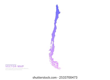 Gradiente roxo e rosa abstrato do mapa do Chile no vetor de fundo branco.