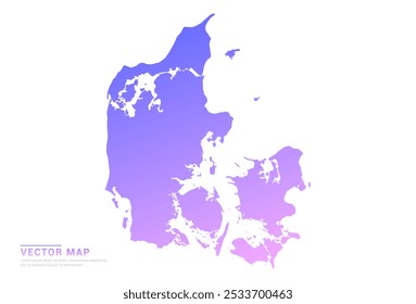 Abstract purple and pink gradient of Denmark map on white background vector.