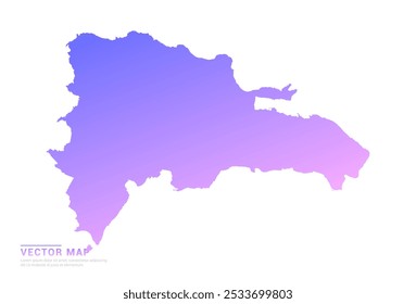 Abstract purple and pink gradient of Dominican Republic map on white background vector.