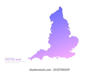 Abstract purple and pink gradient of England map on white background vector.