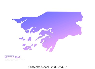 Abstract purple and pink gradient of Guinea Bissau map on white background vector.