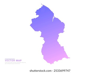 Abstract purple and pink gradient of Guyana map on white background vector.